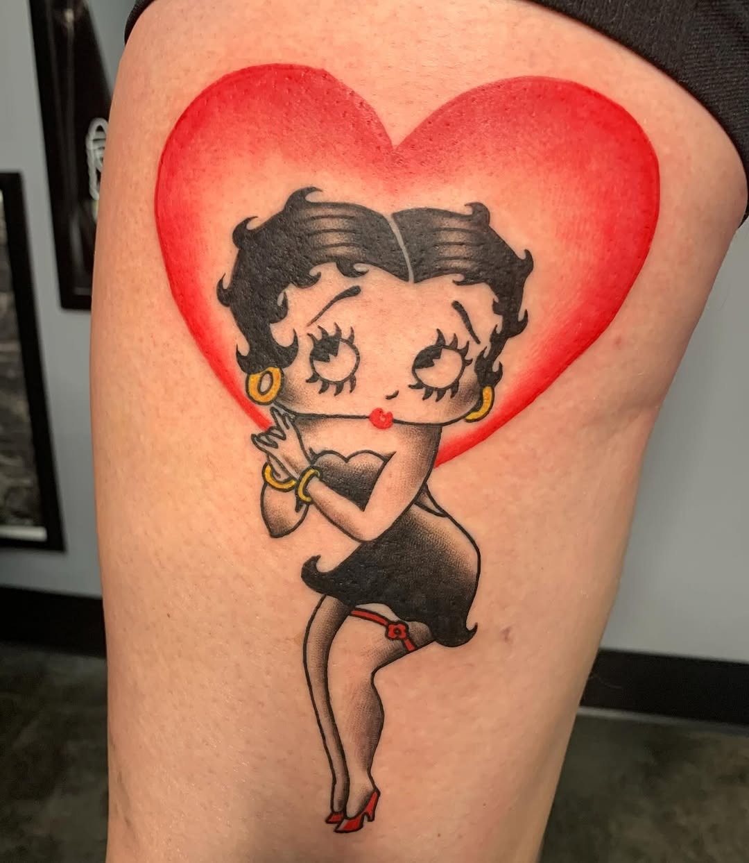 Charming Betty Boop Tattoo in Heart Design Tattoo Design