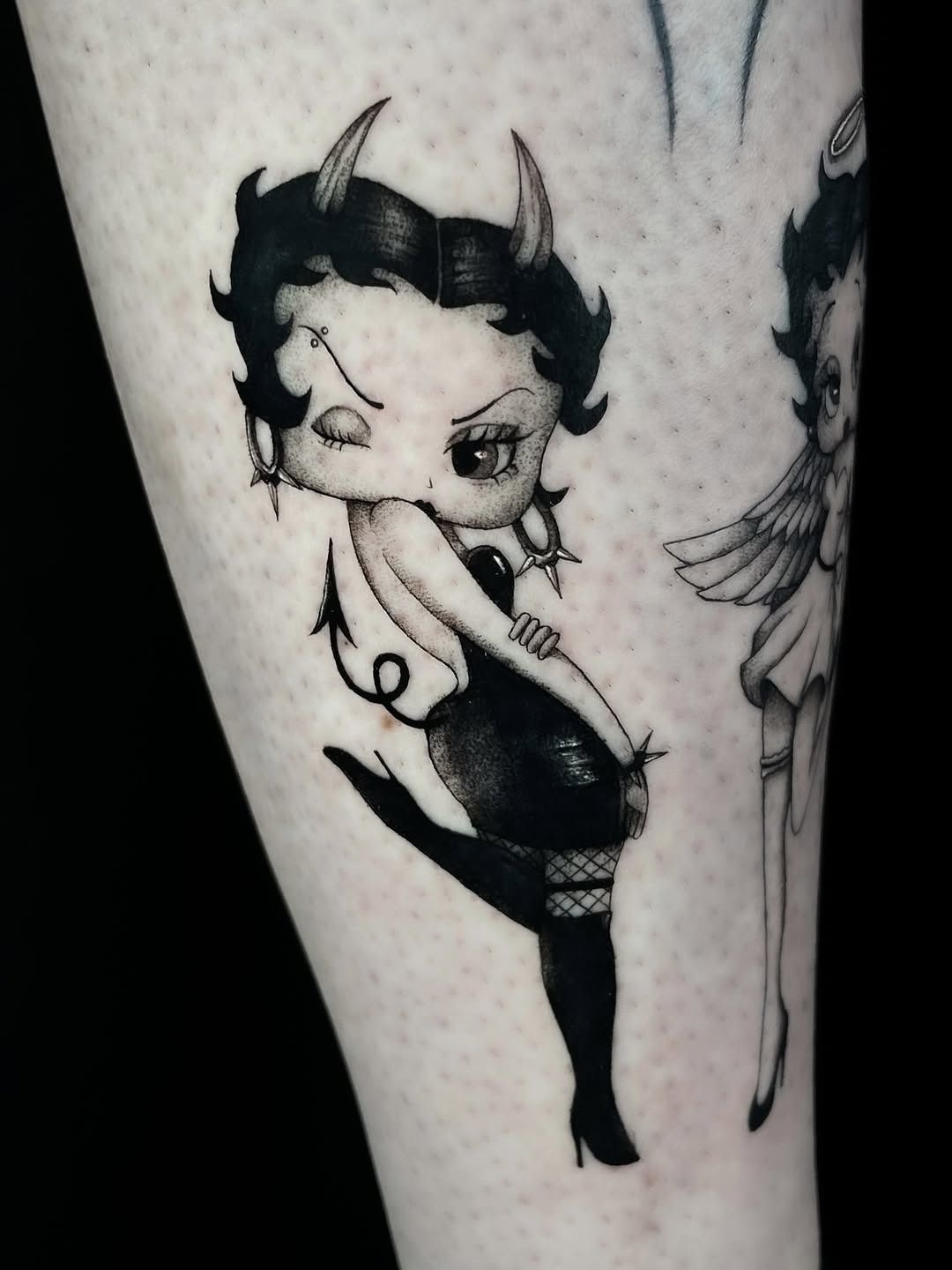 Chic Betty Boop Tattoo with Gothic Flair Tattoo Design