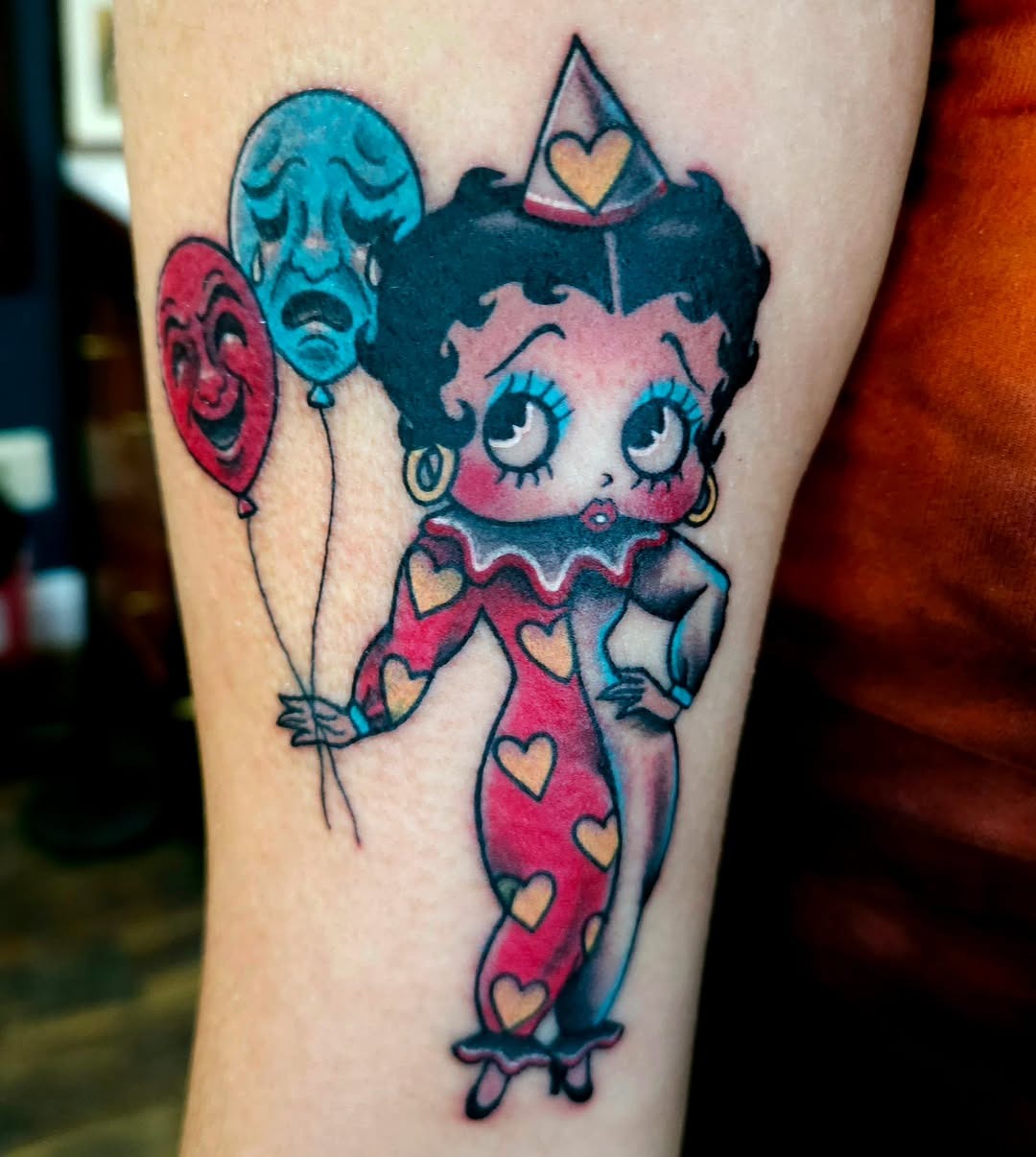 Vintage Betty Boop Tattoo with Balloons Tattoo Design