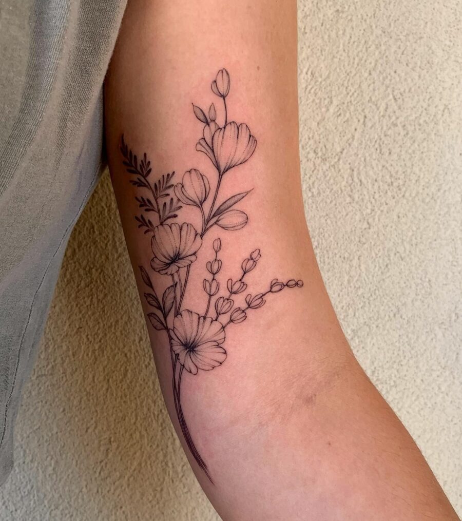 Elegant floral design for bicep tattoos Tattoo Design