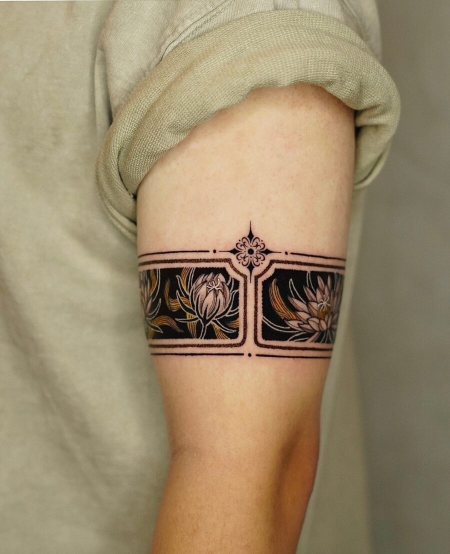 Intricate sun and figure design tattoo Tattoo Design