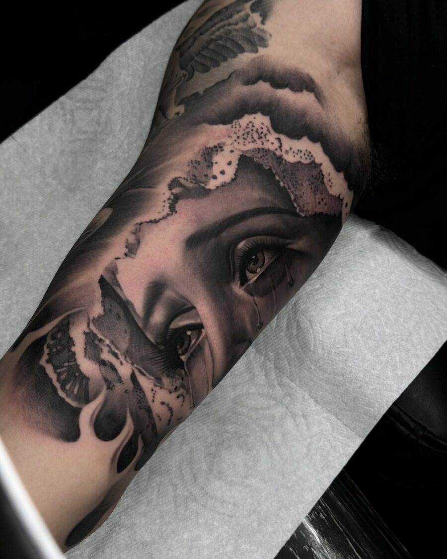 Stunning Eye Portrait Bicep Tattoo Design Tattoo Design