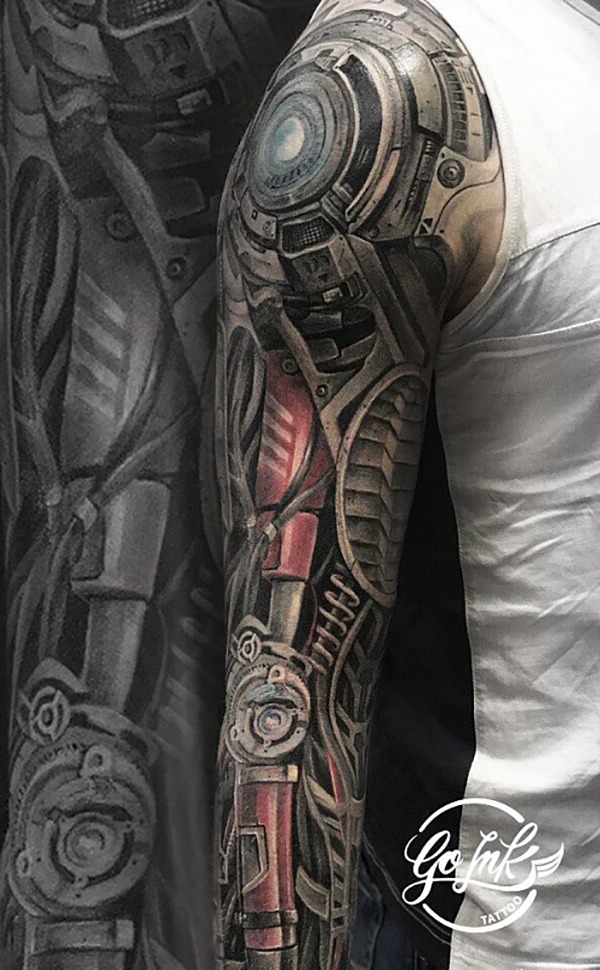 Biomechanical Robotic Full Arm Sleeve Tattoo Tattoo Design