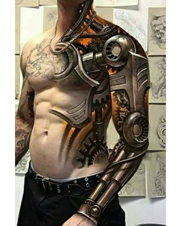 Extreme Torso and Full Arm Biomechanical Tattoo Tattoo Design