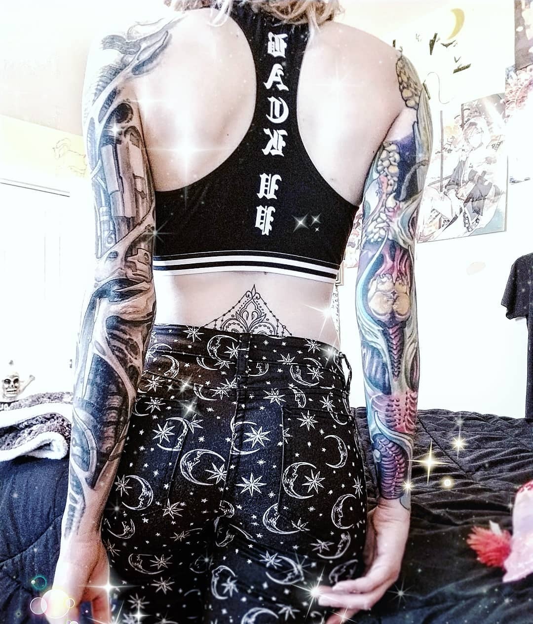 Female Biomechanical Double Full Arm Sleeve Tattoos Tattoo Design
