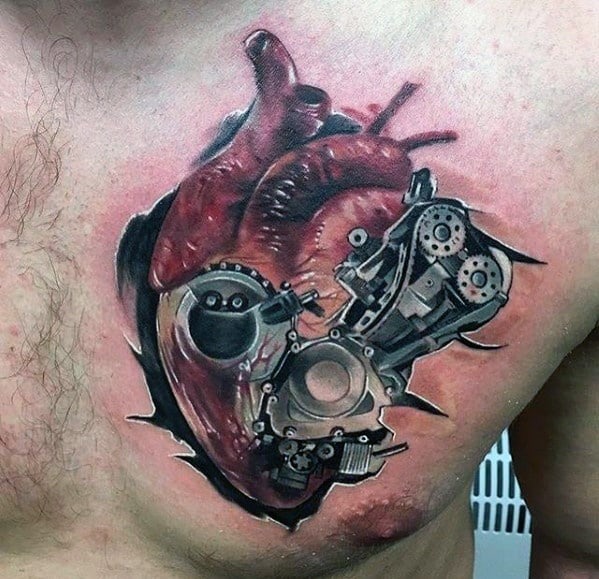 Half Human Half Robot Heart Tattoo Tattoo Design