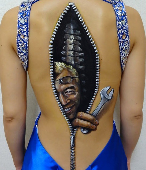 Hand TattoosIdea: Unzipped Back Man with Wrench Biomechanical Tattoo Tattoo Design