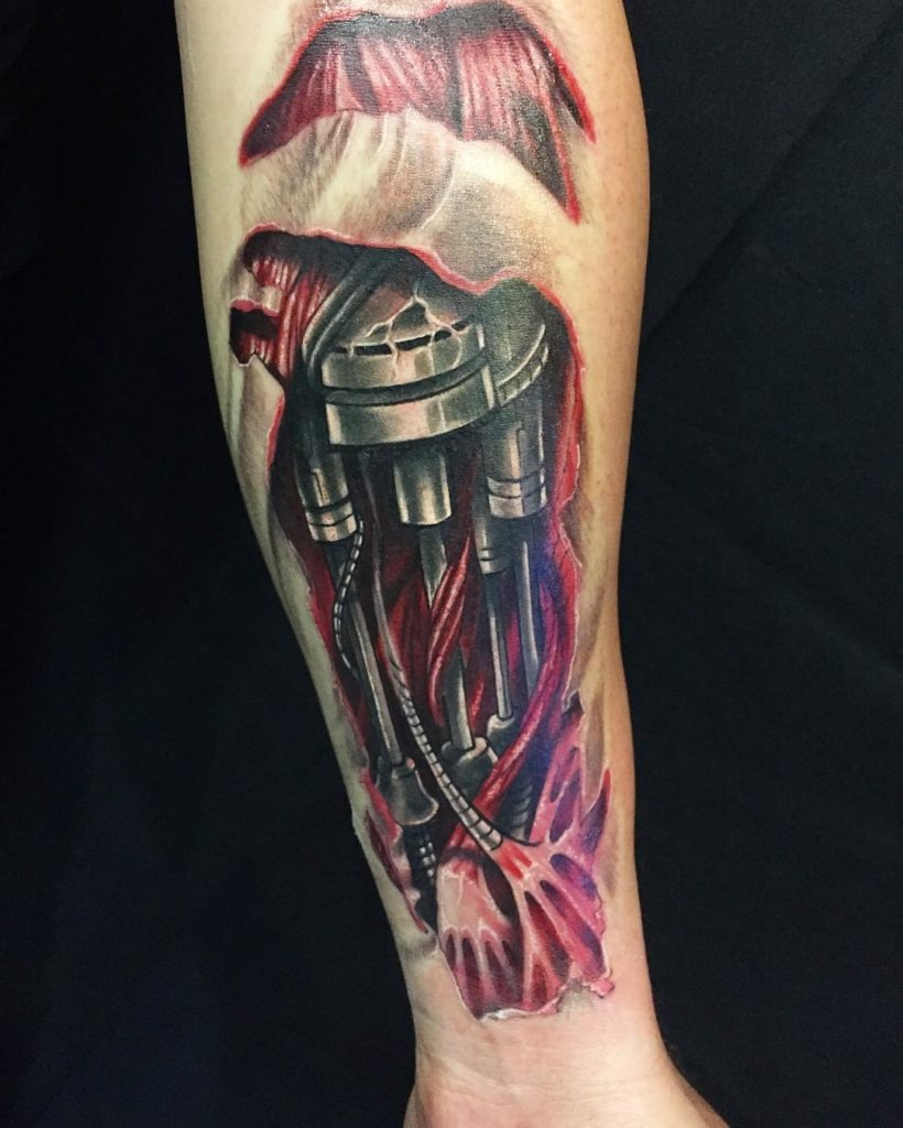 Wires and Tendons Biomechanical Arm Tattoo Tattoo Design