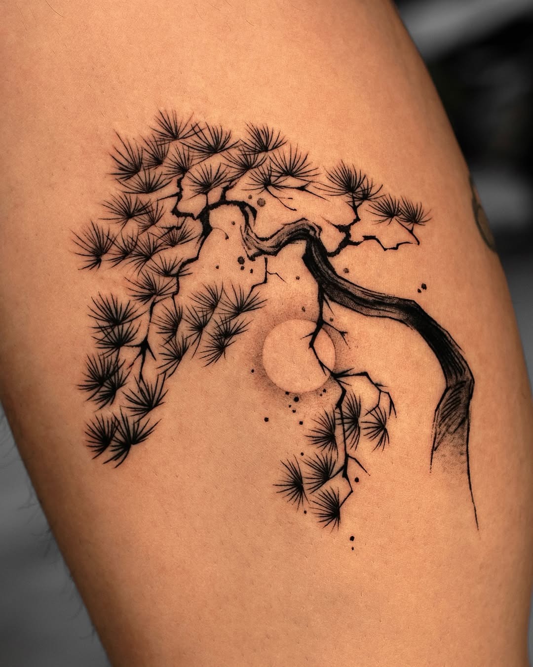 This birch tree tattoo beautifully captures the essence of nature with its elegant lines and intricate details.