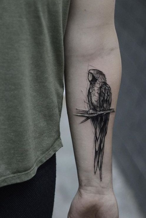 Abstract Macaw on the Forearm Tattoo Design