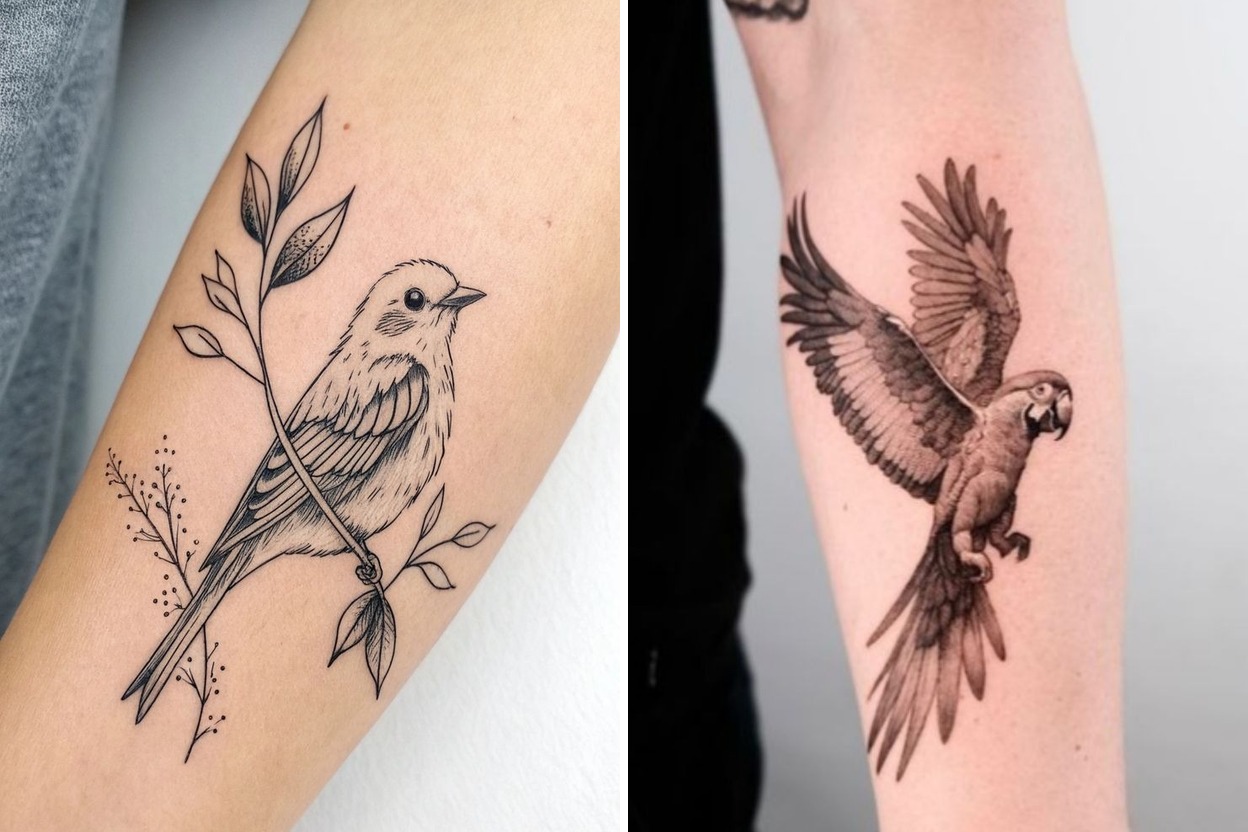 25+ Bird Tattoo Ideas That Feel Free Meaningful and Full of Style Featured Lookbook Collage