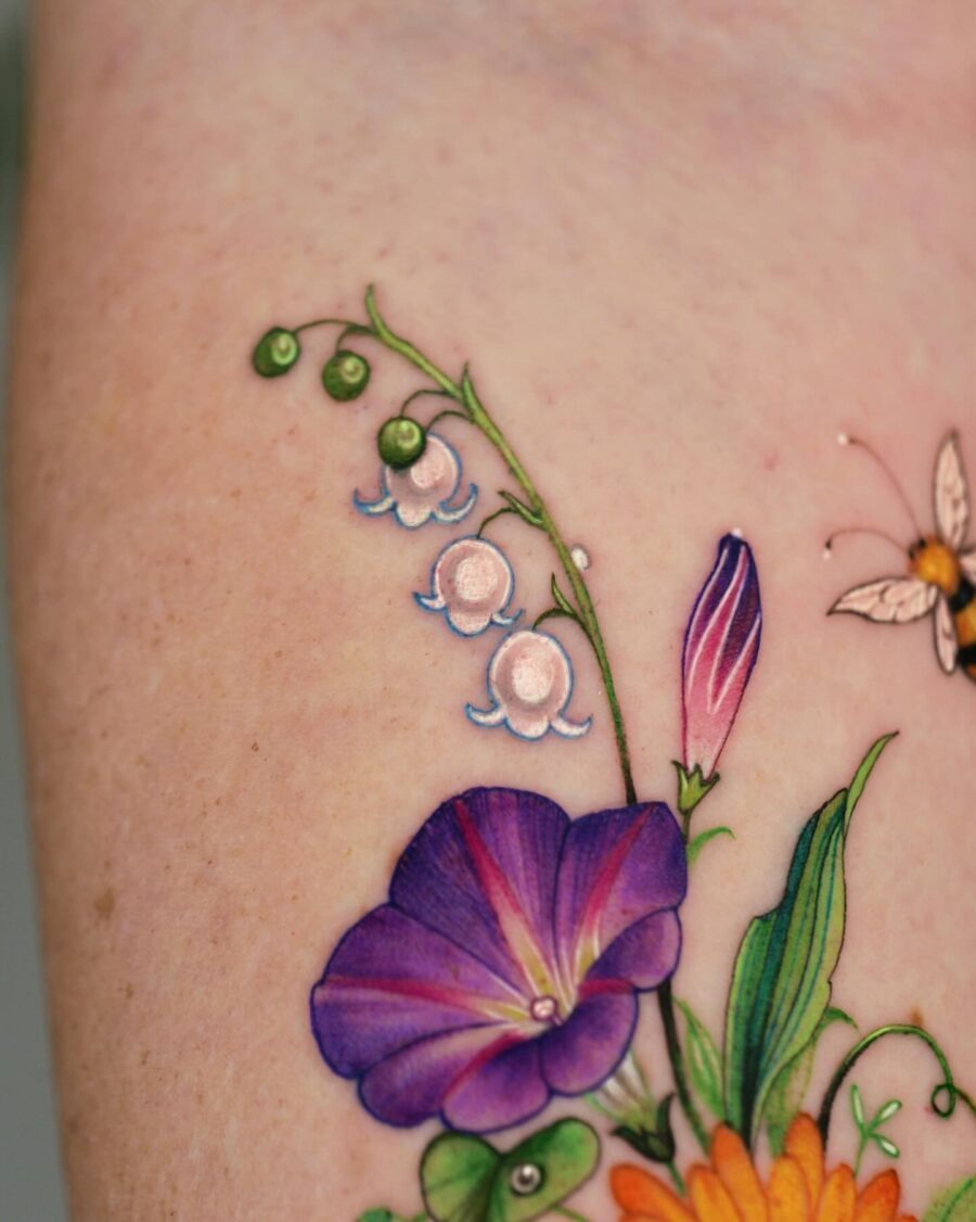The design centers on intricate floral meaningful imagery that reads clearly at a glance.