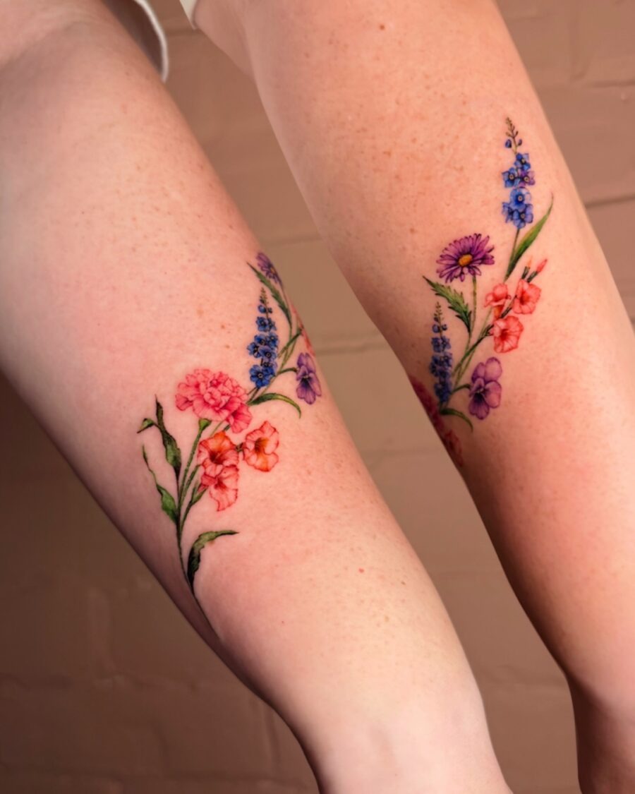 The design centers on floral skin imagery that reads clearly at a glance.
