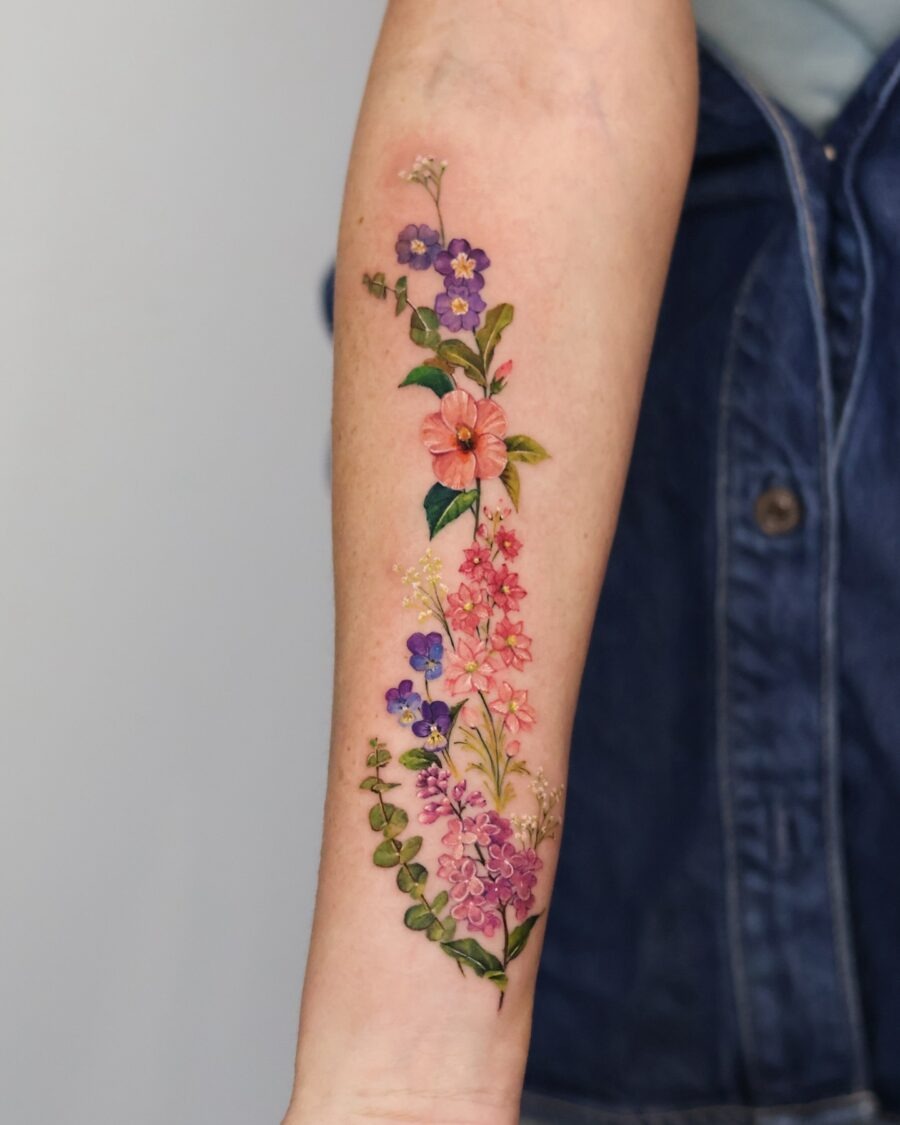 The design centers on floral with colorful imagery that reads clearly at a glance.