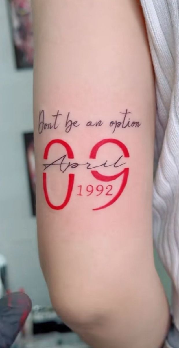 Red Script April 1992 Statement Tattoo Design