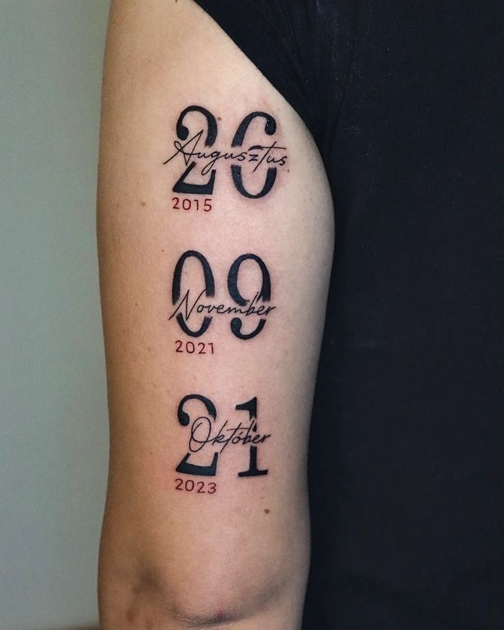 Stacked Family Date Timeline Tattoo Design