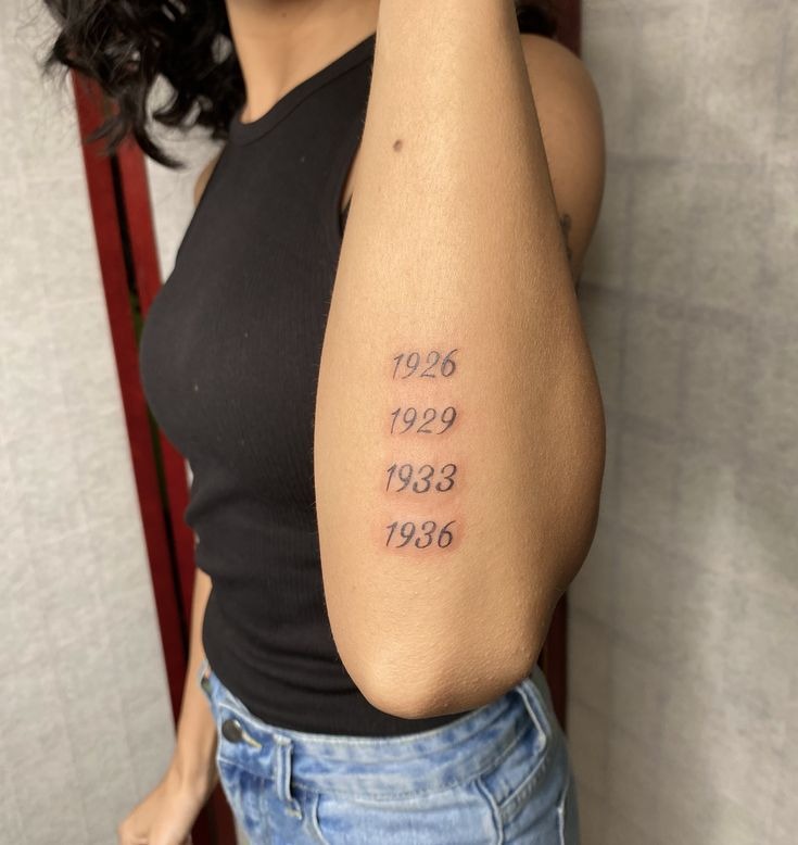 Stacked Vintage Family Years Tattoo Design