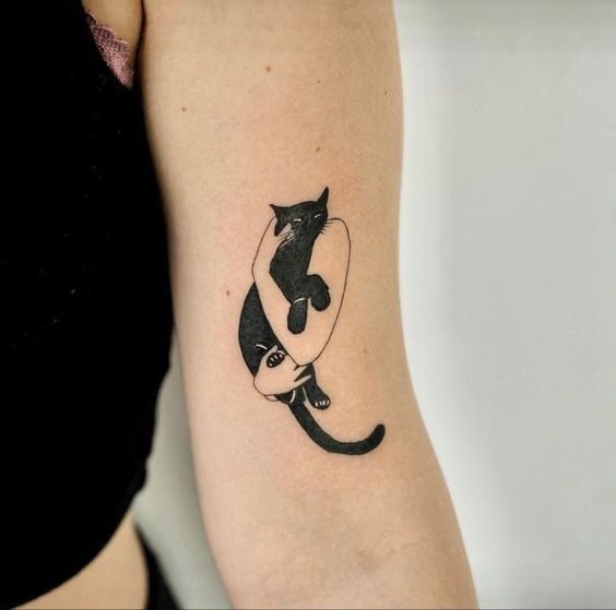Cat on a Wire Tattoo Design