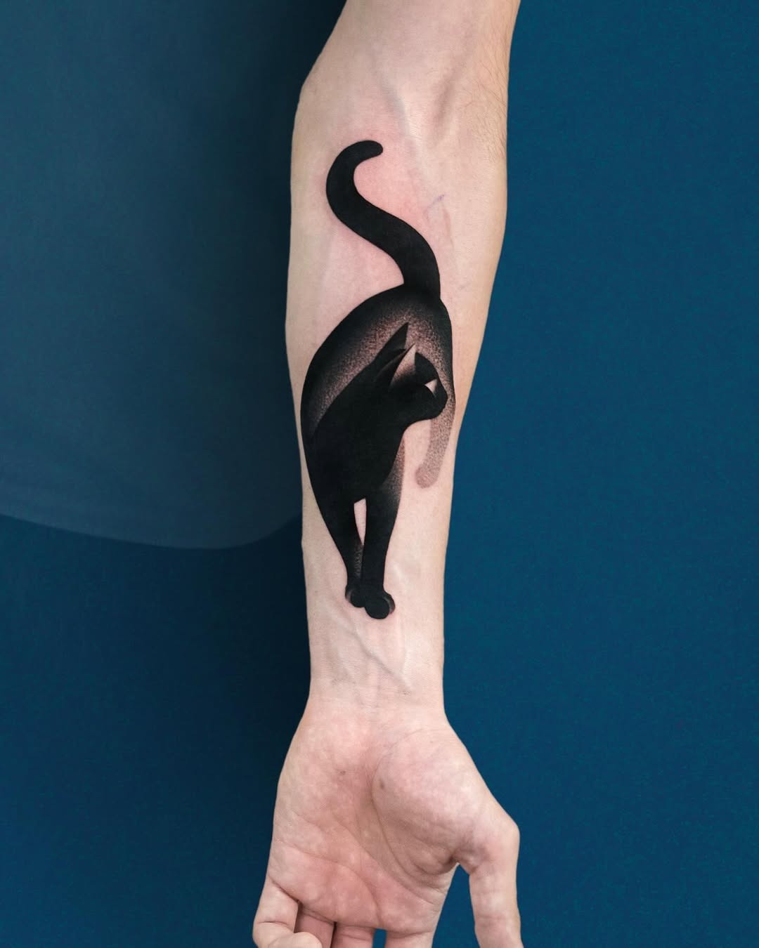 Elegant black cat silhouette tattoo design Tattoo Design