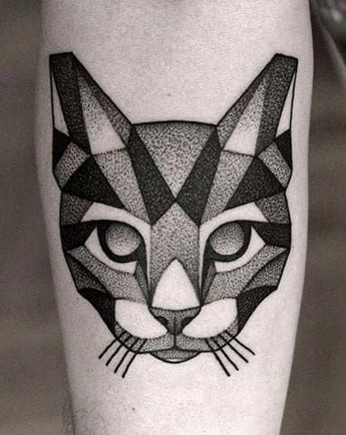 Floral-Filled Feline Tattoo Design
