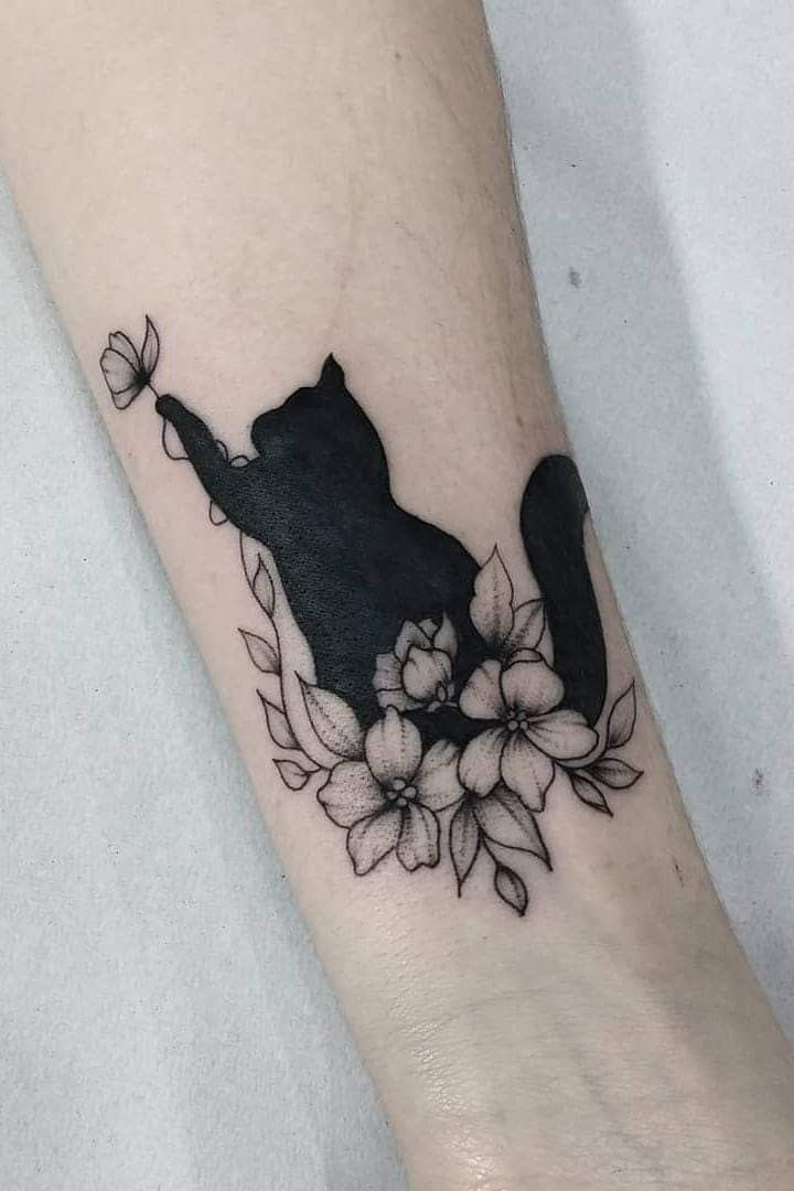 Glossy Cartoon Cat Tattoo Design