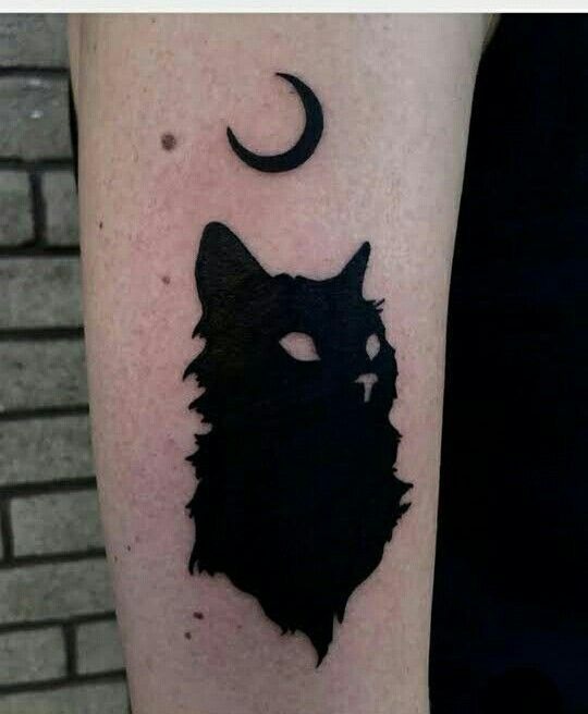 Half-Face Cat Sketch Tattoo Design