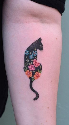 One-Line Cat Grace Tattoo Design