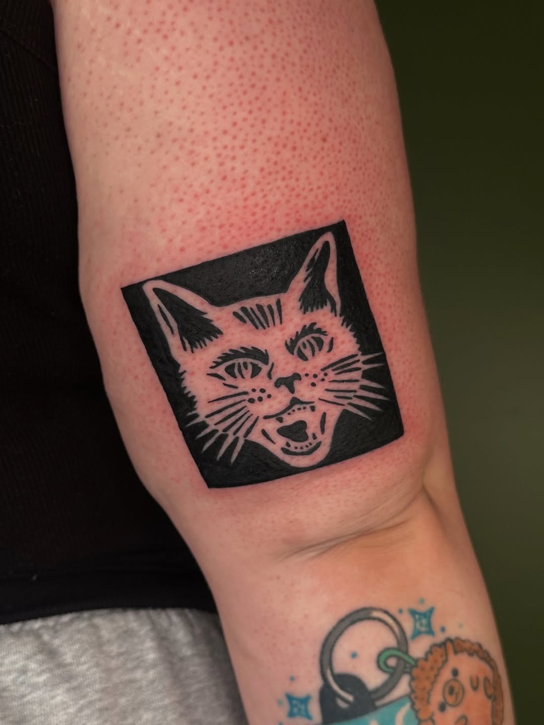 Surprised Expression in Black Cat Tattoo Design Tattoo Design
