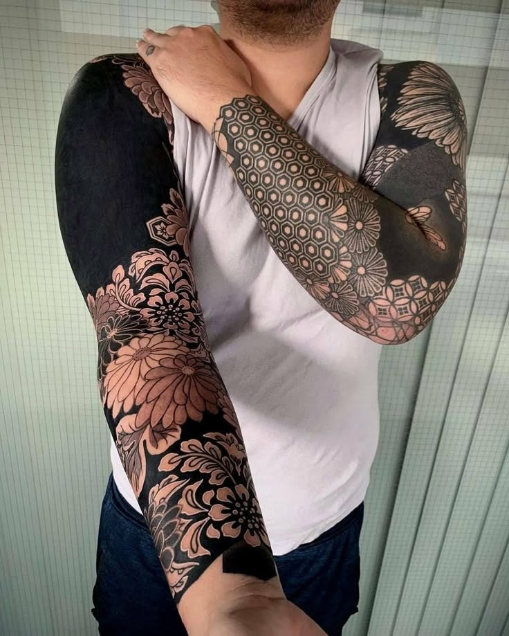 Abstract Geometric Blackout Art Tattoo Design