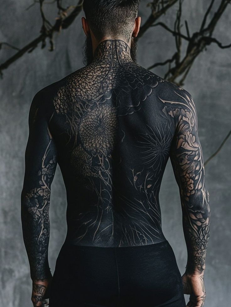 Abstract Negative Space Blackout Design Tattoo Design