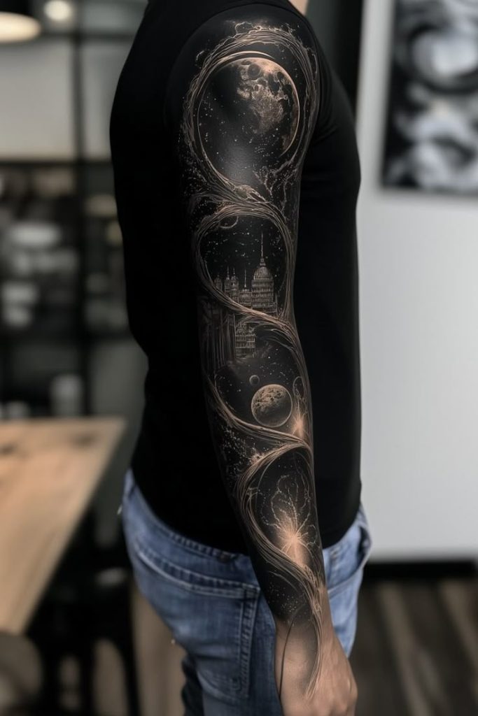Full-Body Blackout Masterpiece Tattoo Design