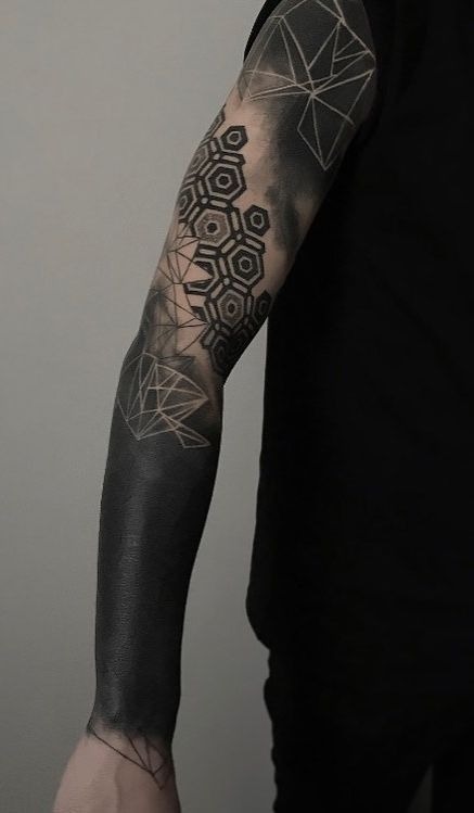 Intense Solid Black Forearm with Fading Effect Tattoo Design