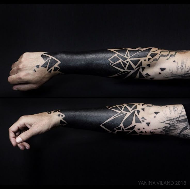 Mandala and Geometric Blackout Fusion Tattoo Design