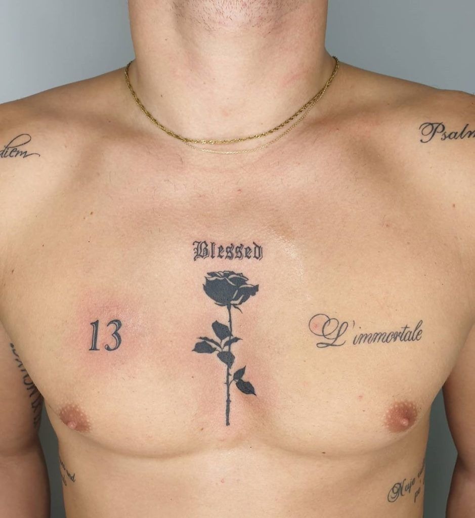 Blessed with Heart and Cross Tattoo Design
