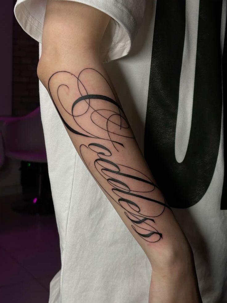 Elegant Script Blessed Tattoo Tattoo Design