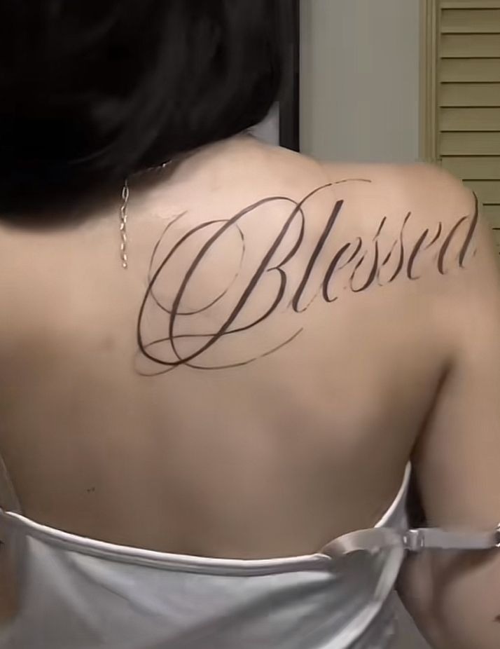 Tiny Blessed Neck Tattoo Tattoo Design