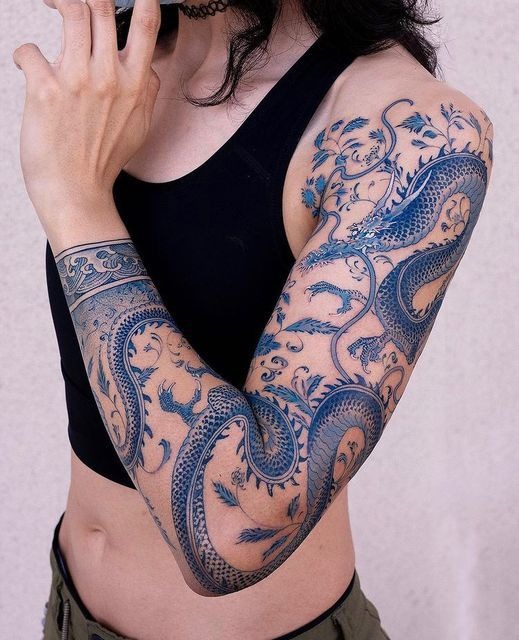 Blue Dragon Sleeve Tattoo Tattoo Design