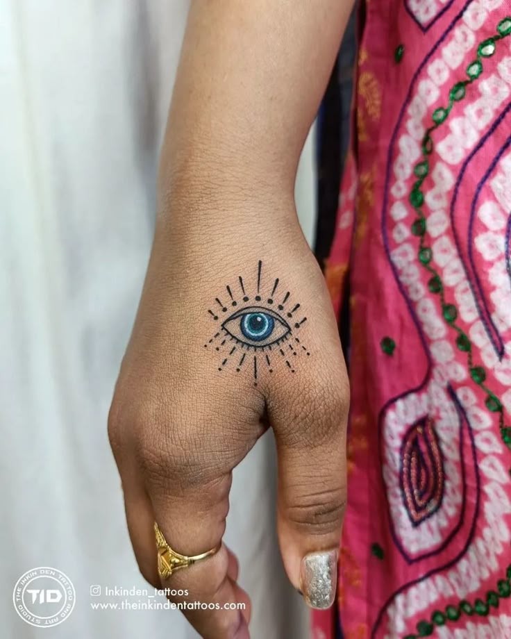Blue Evil Eye Hand Tattoo Tattoo Design