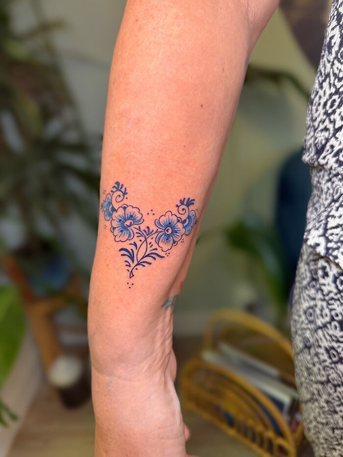 Blue Floral Bracelet Tattoo Tattoo Design