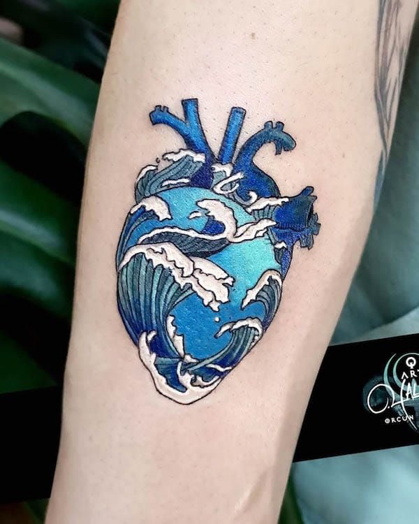 Blue Ocean Heart Tattoo Tattoo Design