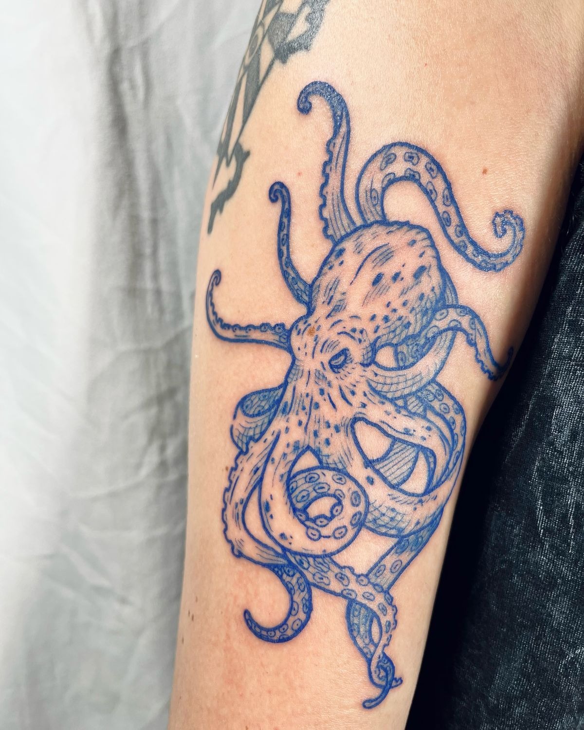 Blue Octopus Linework Tattoo Tattoo Design
