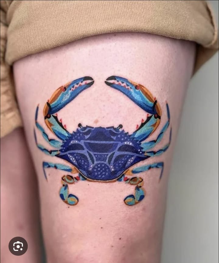 Bright Blue Crab Tattoo Tattoo Design
