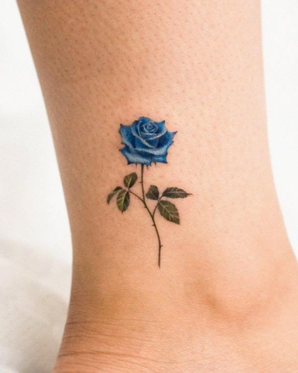 Mini Blue Rose Ankle Tattoo Tattoo Design