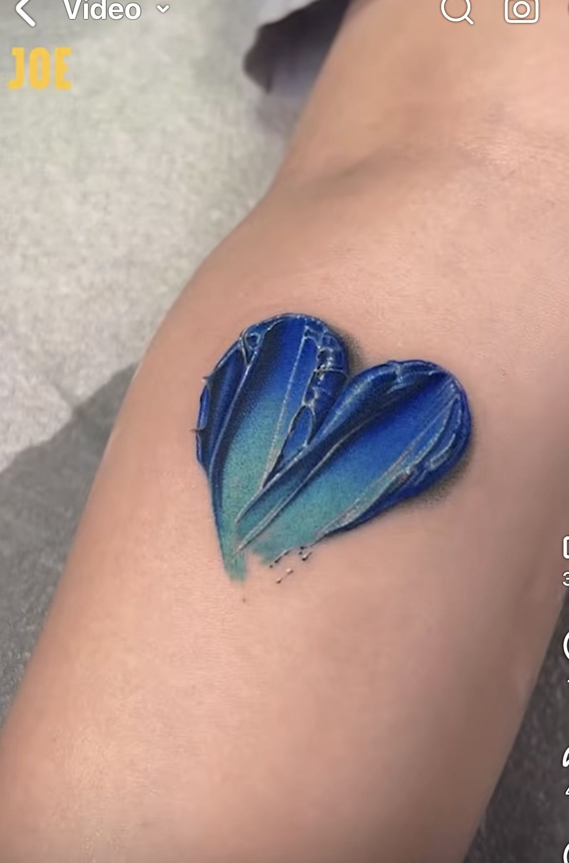 Painterly Blue Heart Tattoo Tattoo Design