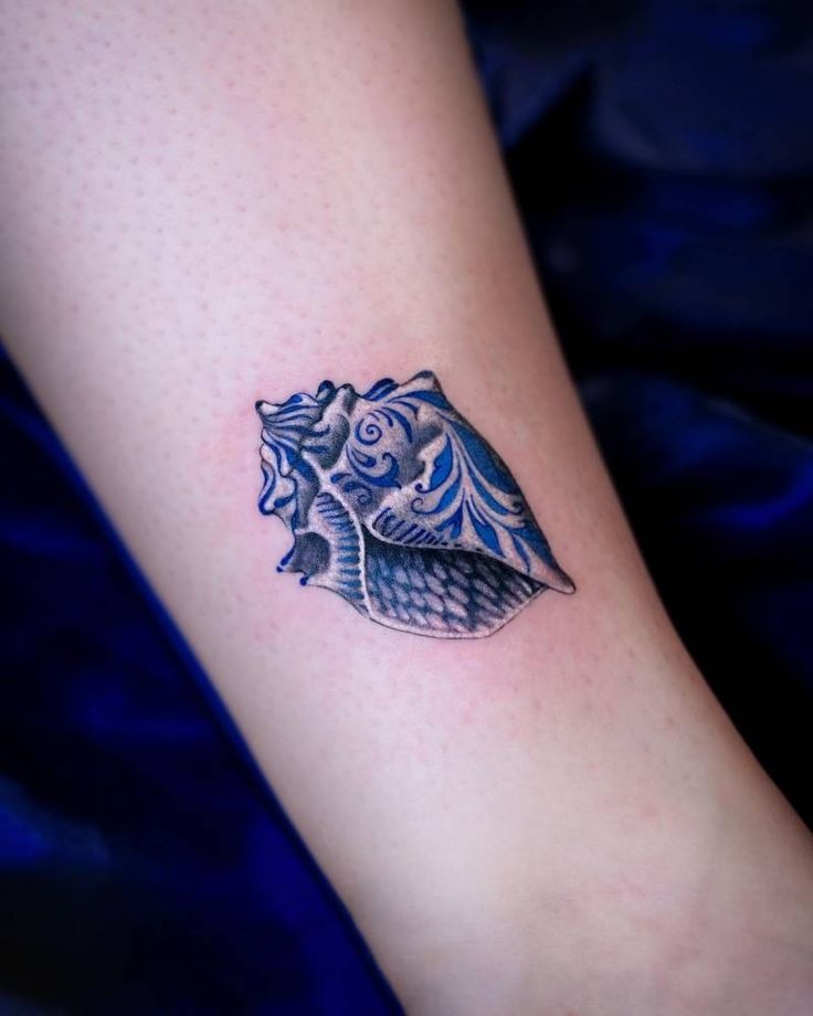 Small Blue Seashell Tattoo Tattoo Design