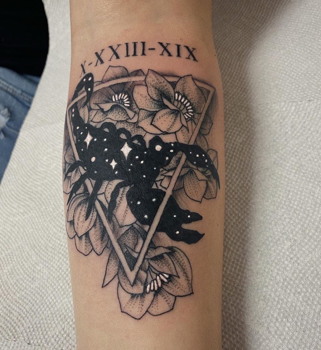 Crescent Moon Scorpio Tattoo Design