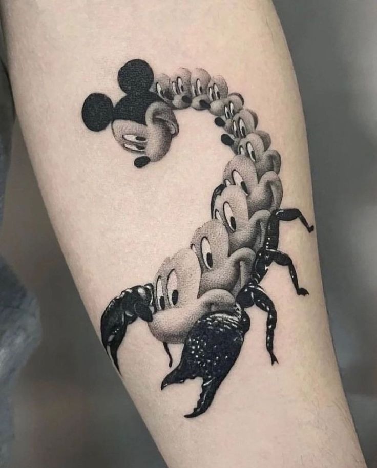 Geometric Scorpio With Florals Tattoo Design