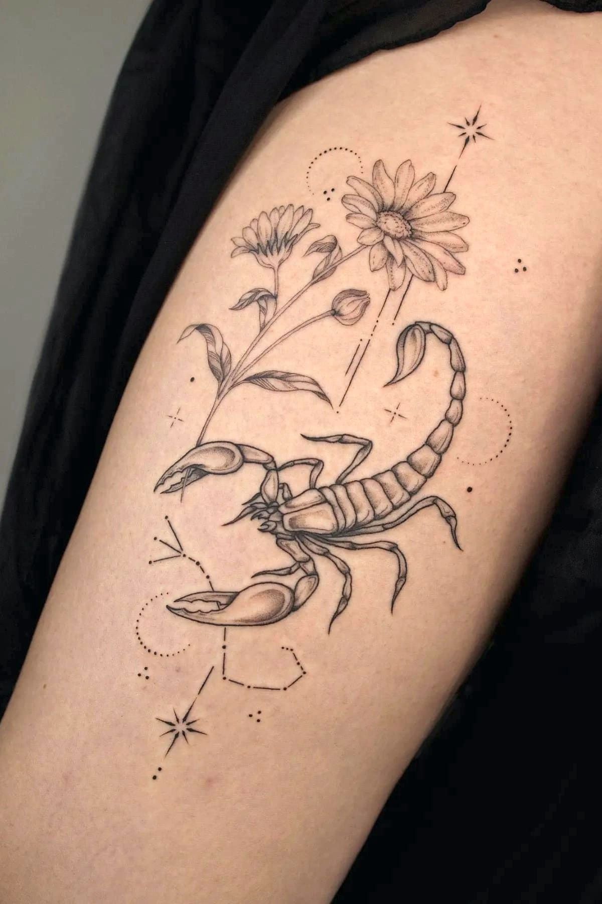 Minimalist Scorpio with Heart Armor Tattoo Design