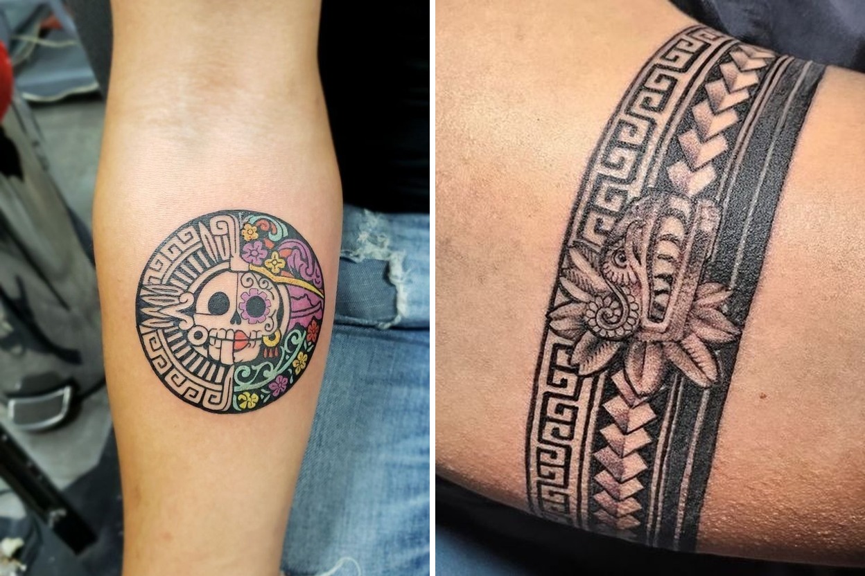 25+ Bold Aztec Tattoo Ideas For that Honor Culture and Turn Heads Featured Lookbook Collage