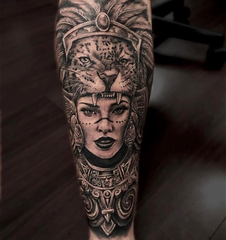 Jaguar Warrior Woman Tattoo Design